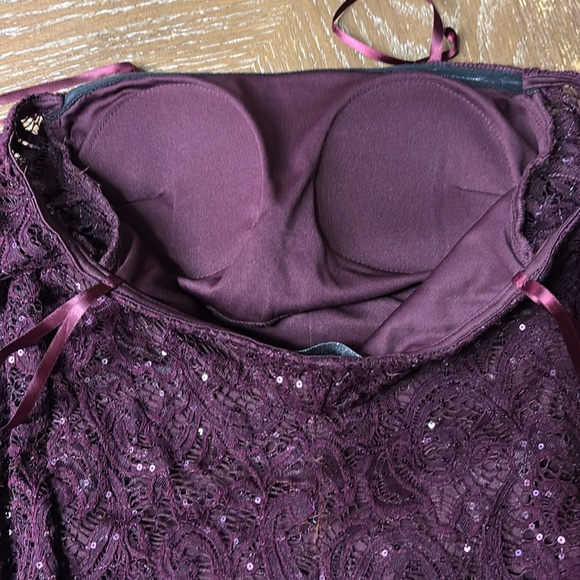 MY MICHELLE Strapless long sleeves Sequins Burgundy mini Dress - Picture 8 of 15